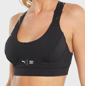 Puma Train First Mile Mid Sports Bra Padding Small Black Running Workout